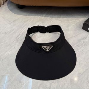 Prada Triangle Logo Visor Hat in Cotton Black