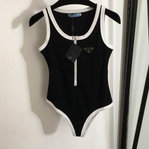 Prada Triangle Logo Zipper Swimsuit Women Lycra Black