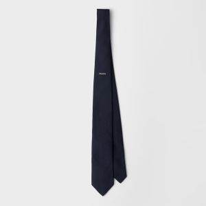 Prada UCR77 Tie in Silk Navy Blue